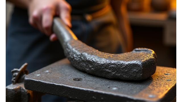 Dettaglio di un ferro forgiato con l'incudine e il martello, simbolo del workshop di introduzione alla forgiatura.